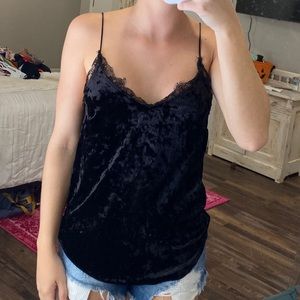 Kimchi Blue Velvet Cami with Lace Detail